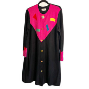 St. John Sweater for Saks 80’s Color Block Sweater/Dress/Duster Oversize Medium